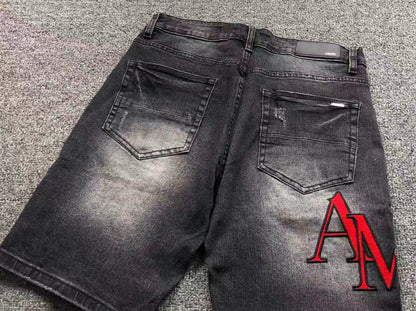 Bermuda Jeans AMIRI Black Distressed Red Logo