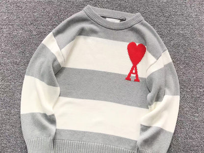 Suéter AMI Paris Stripe Bold Coração