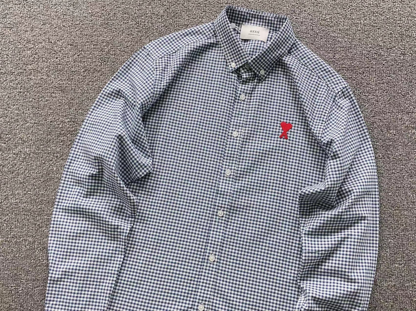 Camisa Social AMI Paris Vichy Heart Logo