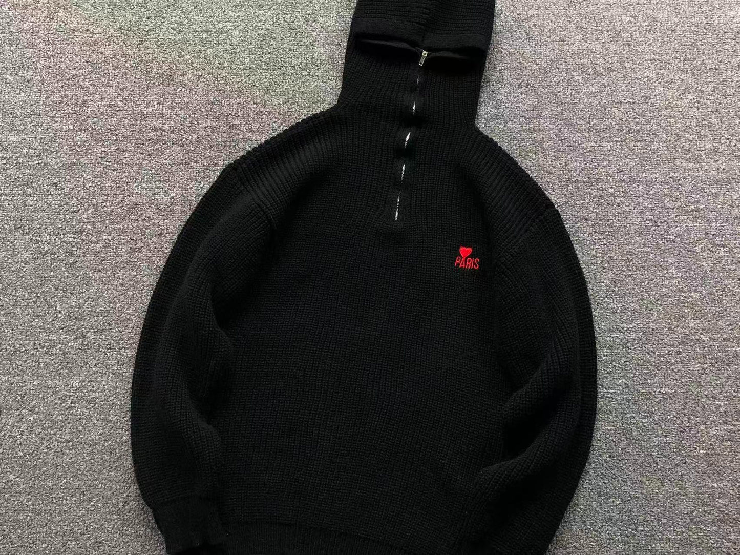 Suéter AMI Paris Knit Half-Zip Coração Minimal