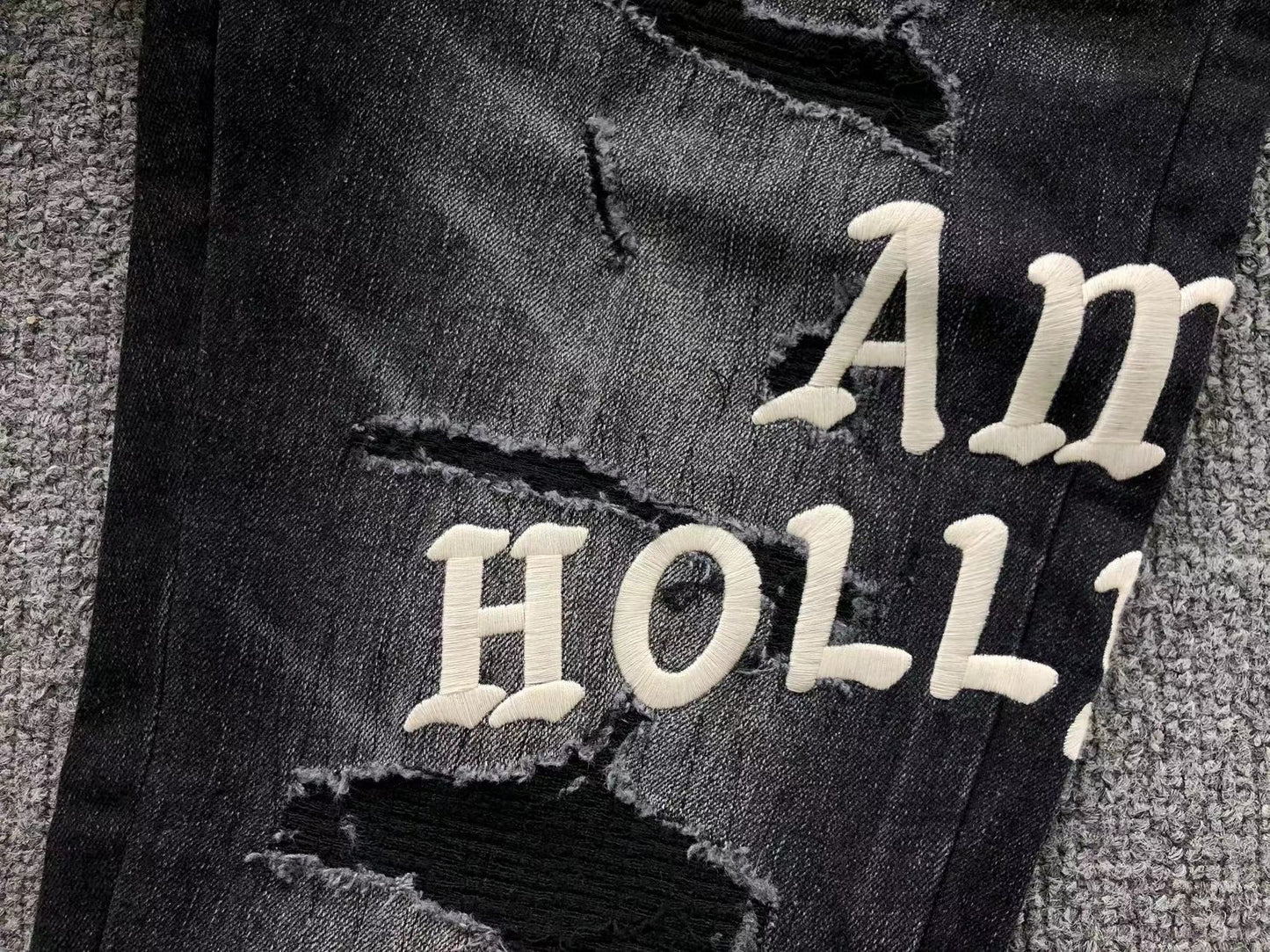 Calça AMIRI Hollywood Black Destroyed Denim