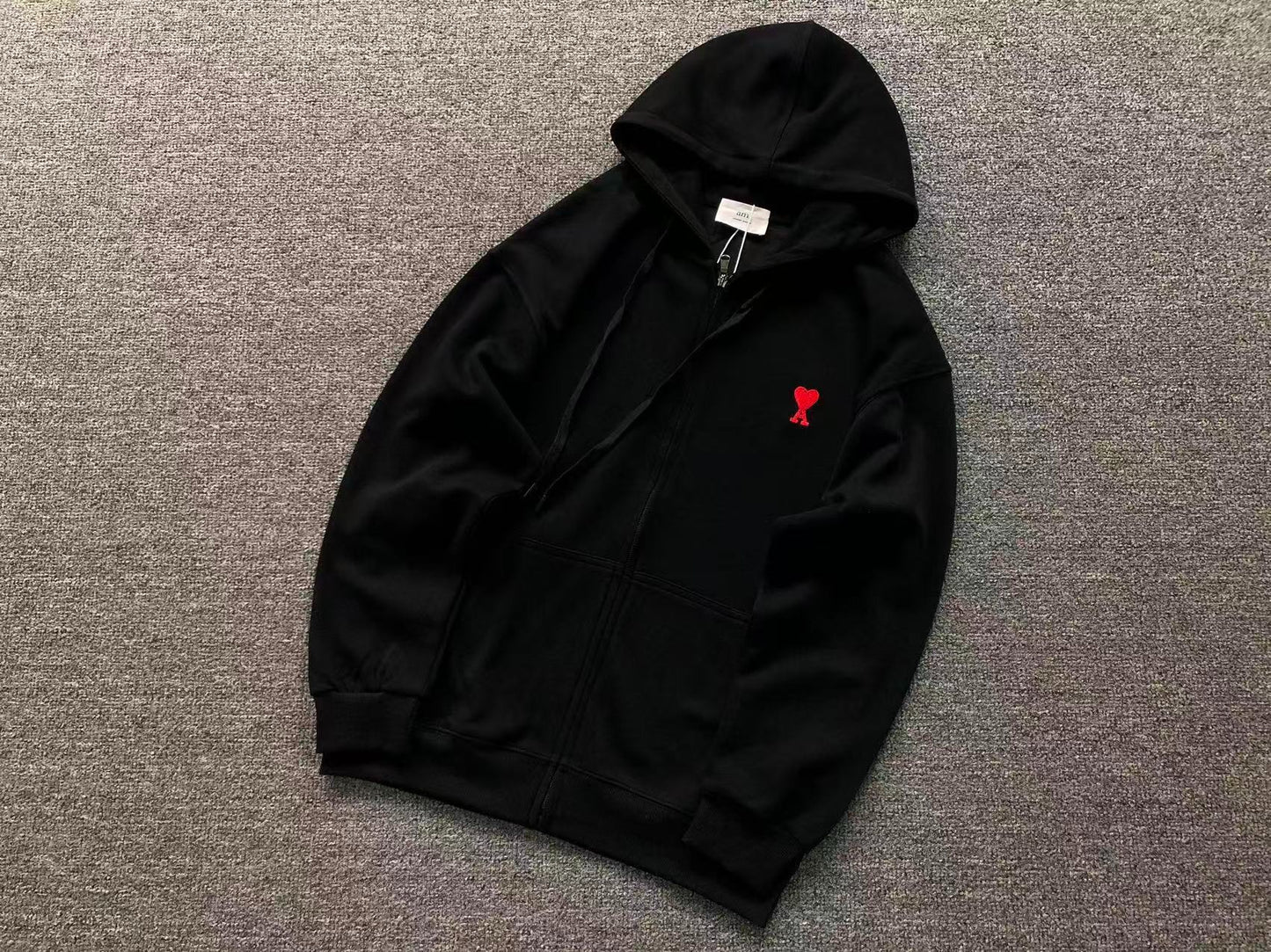 Moletom AMI Paris Zip Hoodie Logo Heart