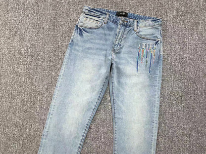 Calça AMIRI Paint Drip Light Wash
