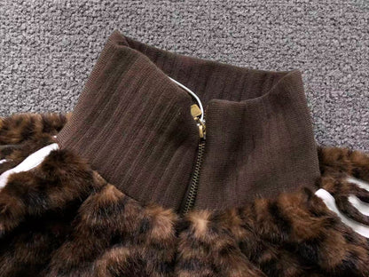 Jaqueta Adidas Leopard Faux Fur Jacket