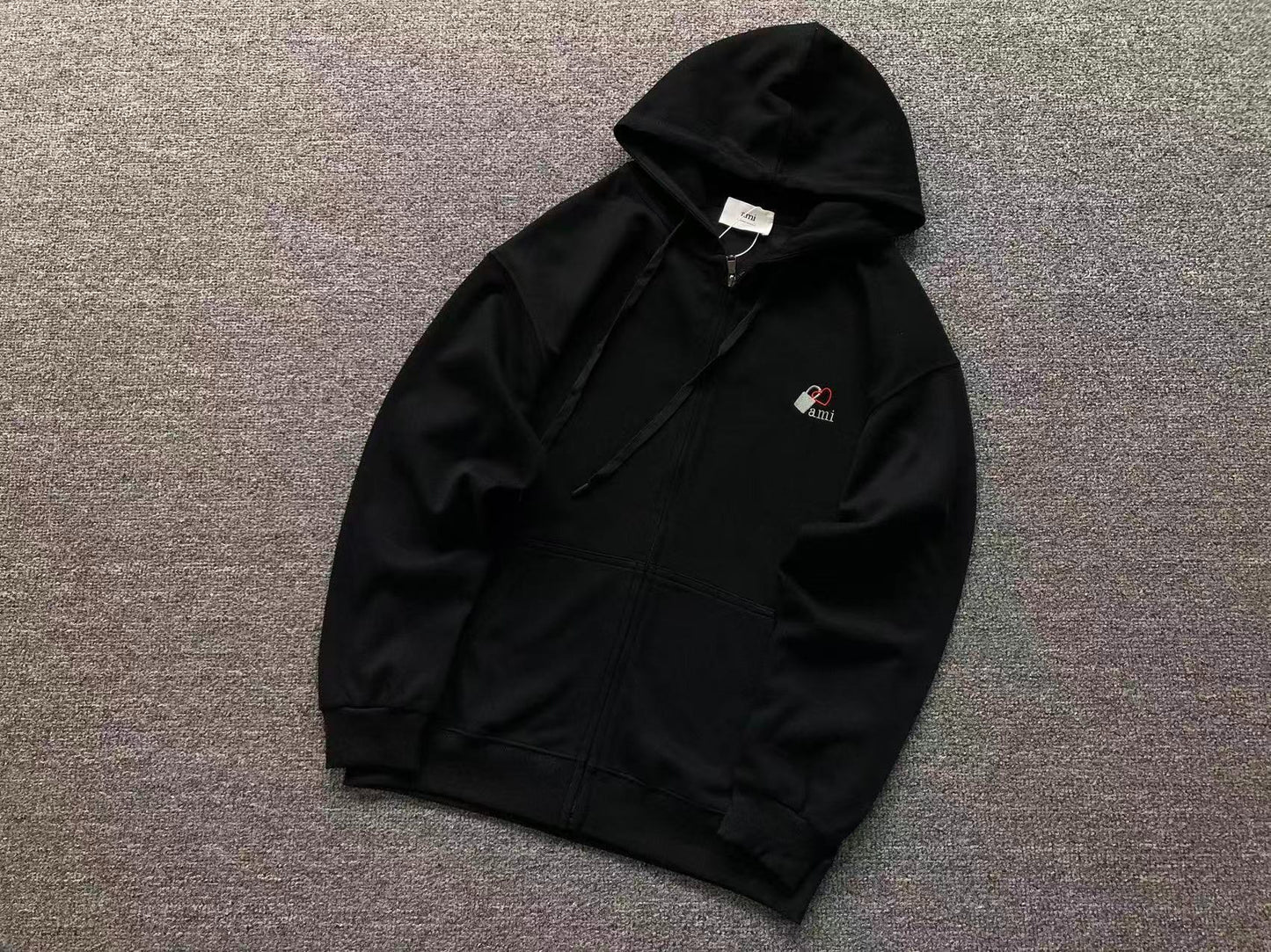 Moletom com Capuz AMI Paris Zip Hoodie Logo Coração