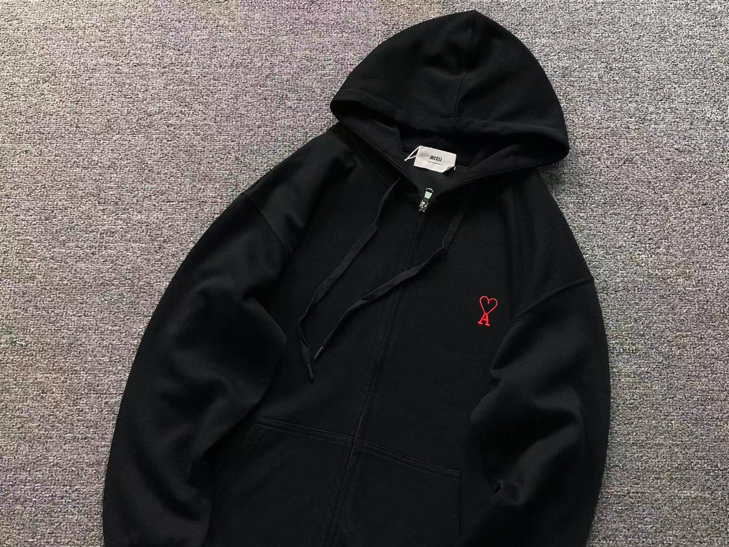 Moletom com Capuz AMI Paris Zip Hoodie Logo Coração