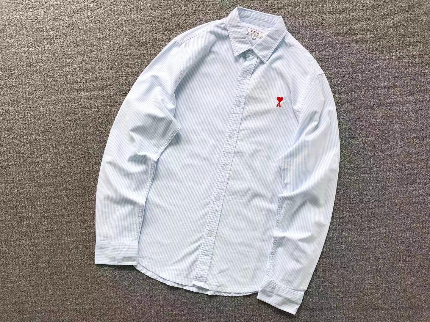 Camisa AMI Paris Striped Mini Heart Premium