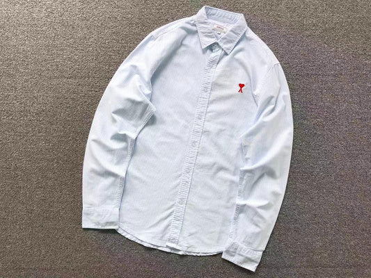 Camisa AMI Paris Striped Mini Heart Premium