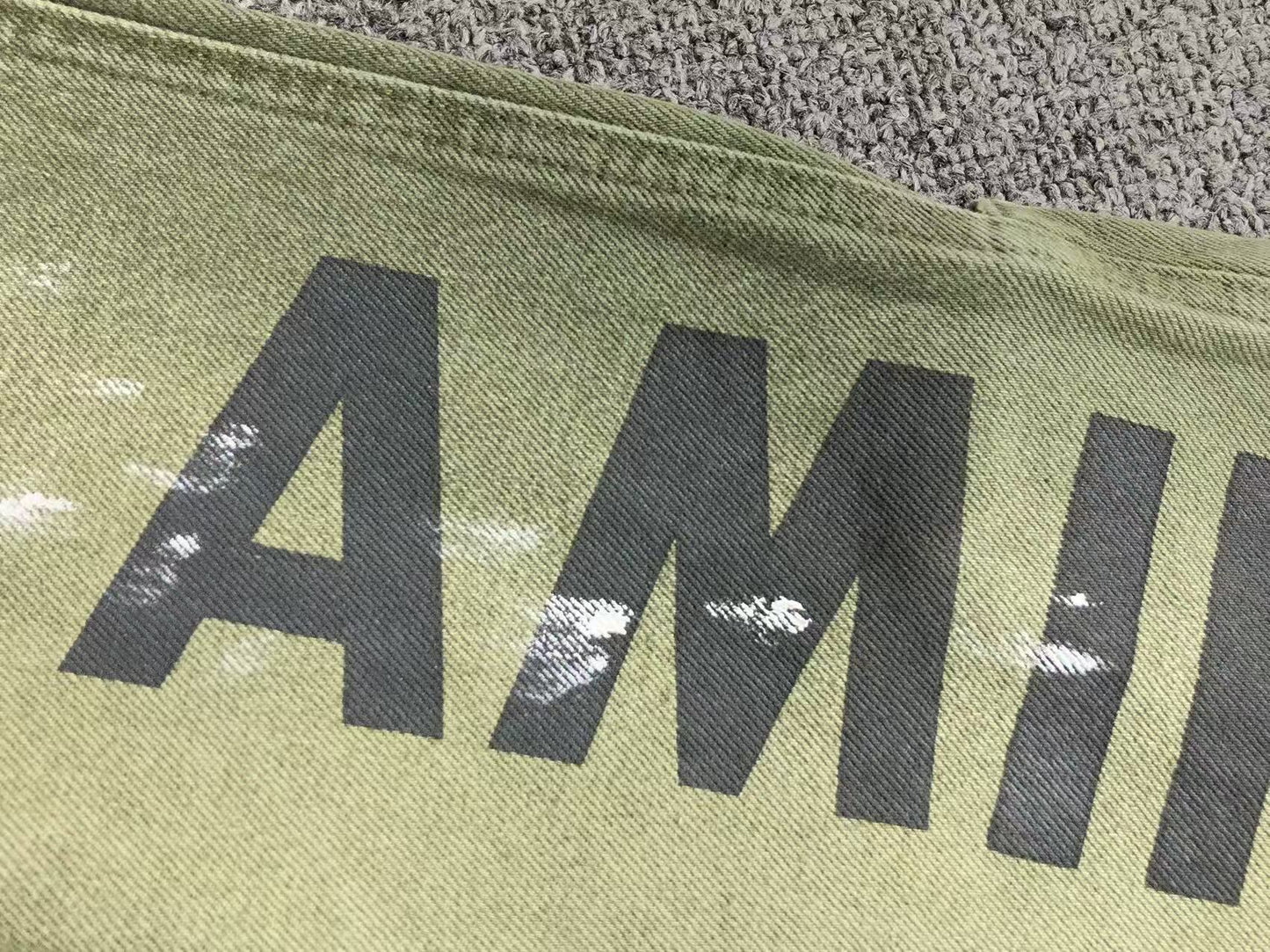 Calça AMIRI Military Green Logo Cargo Denim