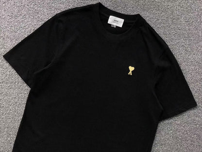 Camiseta AMI Paris Mini Heart Logo Contrast Tee