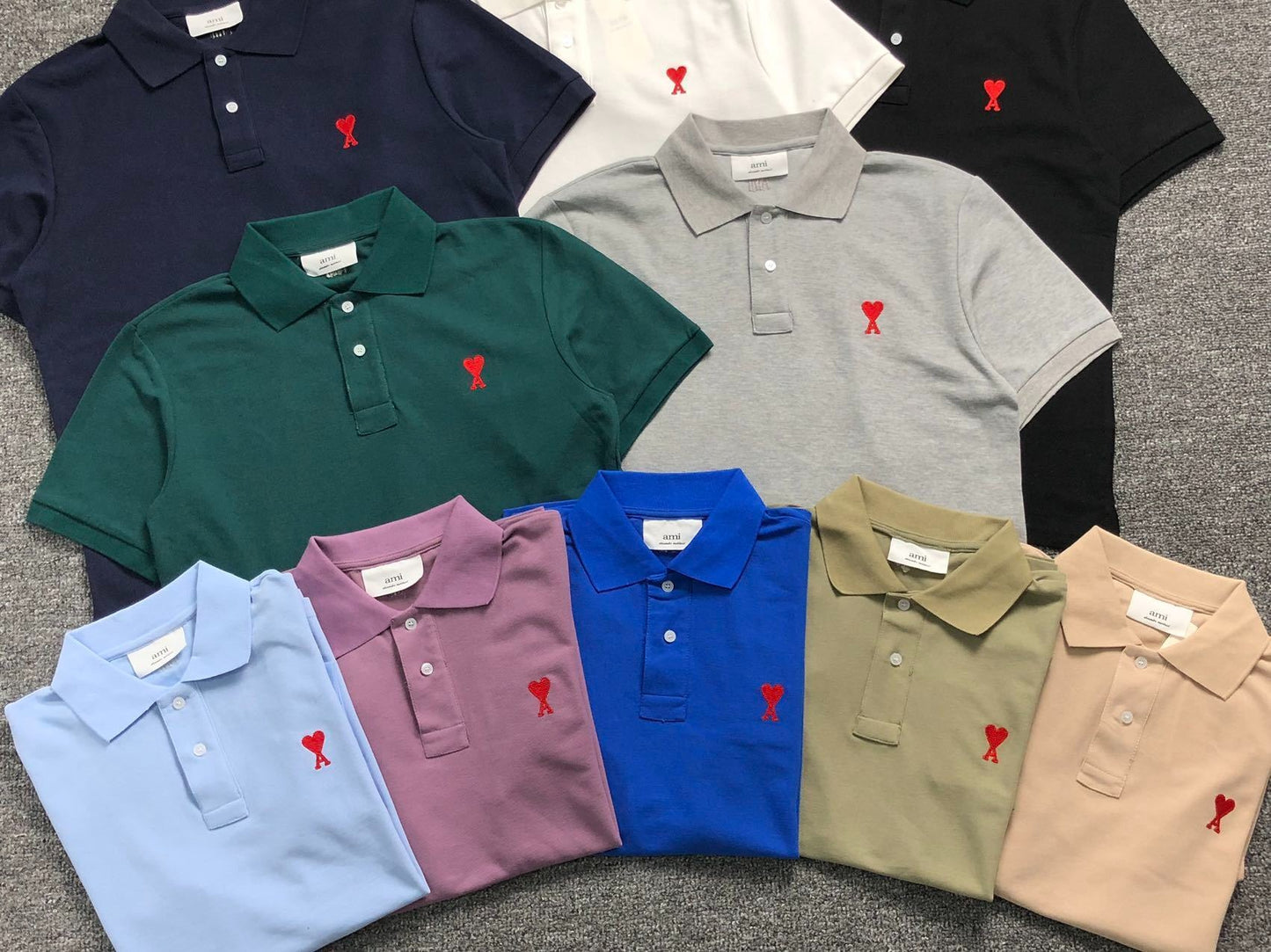 Camisa Polo AMI Paris Mini Heart Logo Classic