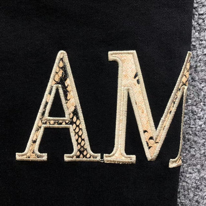 Calça AMIRI Logo Destroyed Black Denim