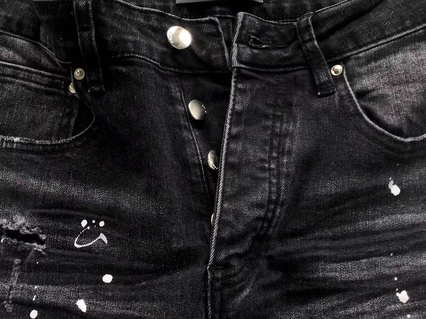Calça AMIRI Black Paint Wash Denim