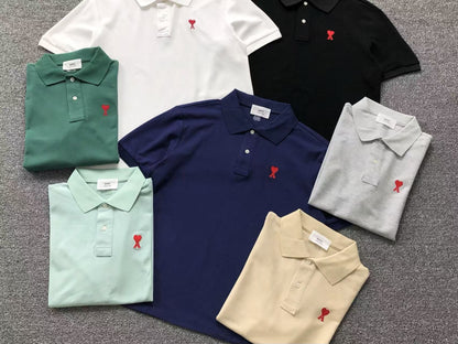 Camisa Polo AMI Paris Mini Heart Logo Classic