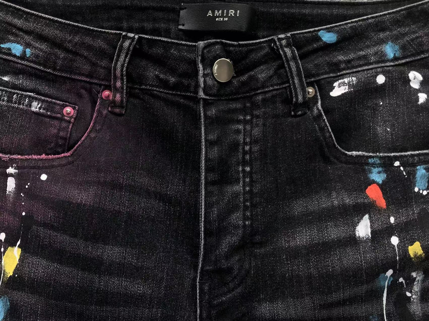Calça AMIRI Galaxy Paint Black Denim