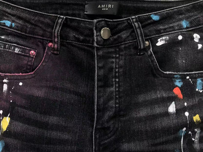 Calça AMIRI Galaxy Paint Black Denim