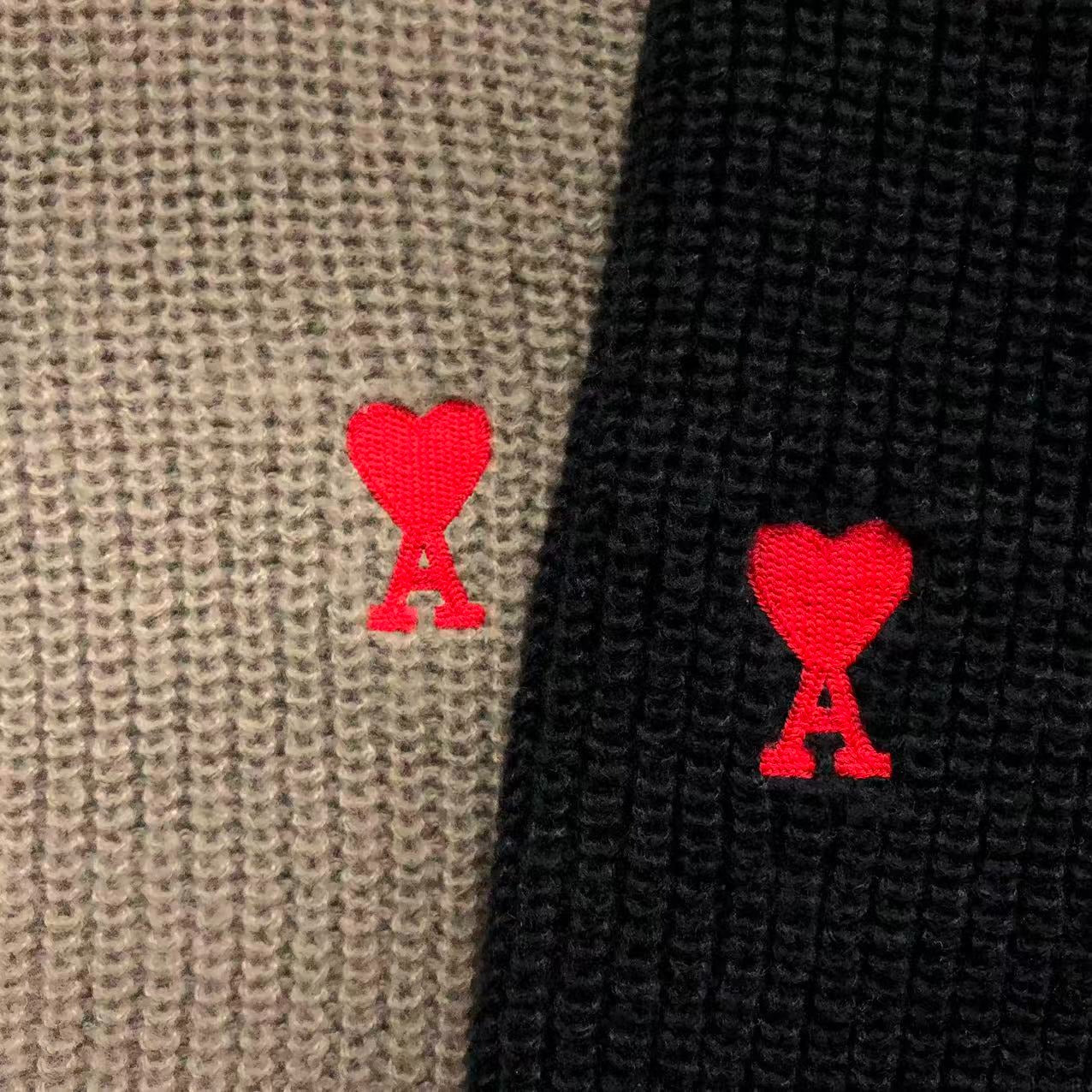 Suéter AMI Paris Knit Half-Zip Coração Minimal