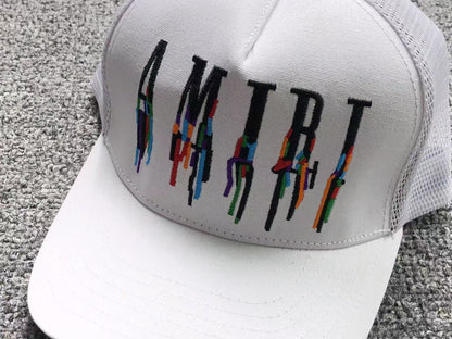 Boné Trucker AMIRI Glitch Logo White