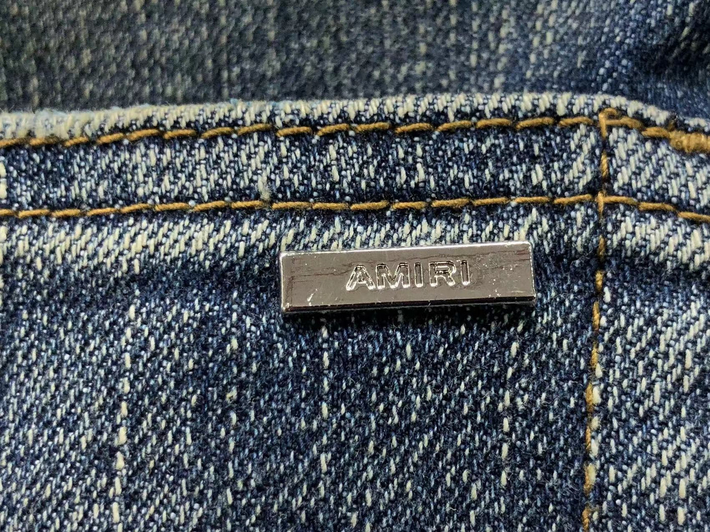 Calça AMIRI Vintage Blue Ribbed Destroyed Denim