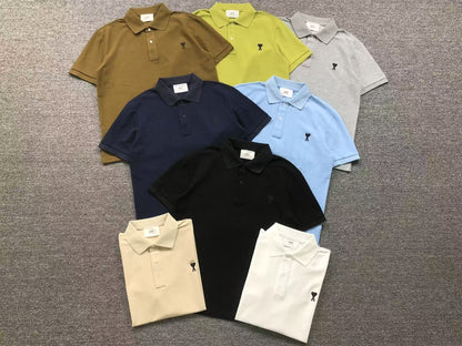 Camiseta Polo AMI Paris Piquet Logo Coração