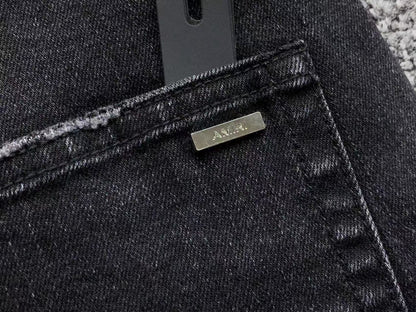 Calça AMIRI Gold Logo Black Denim