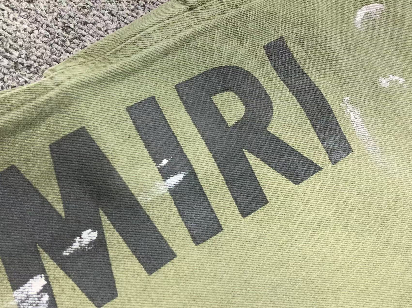 Calça AMIRI Military Green Logo Cargo Denim