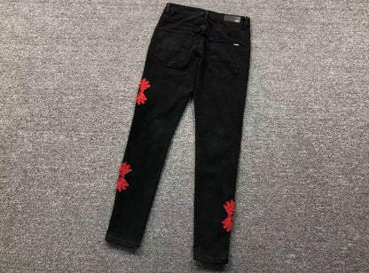 Calça AMIRI Bullet Hole Patch Black Denim
