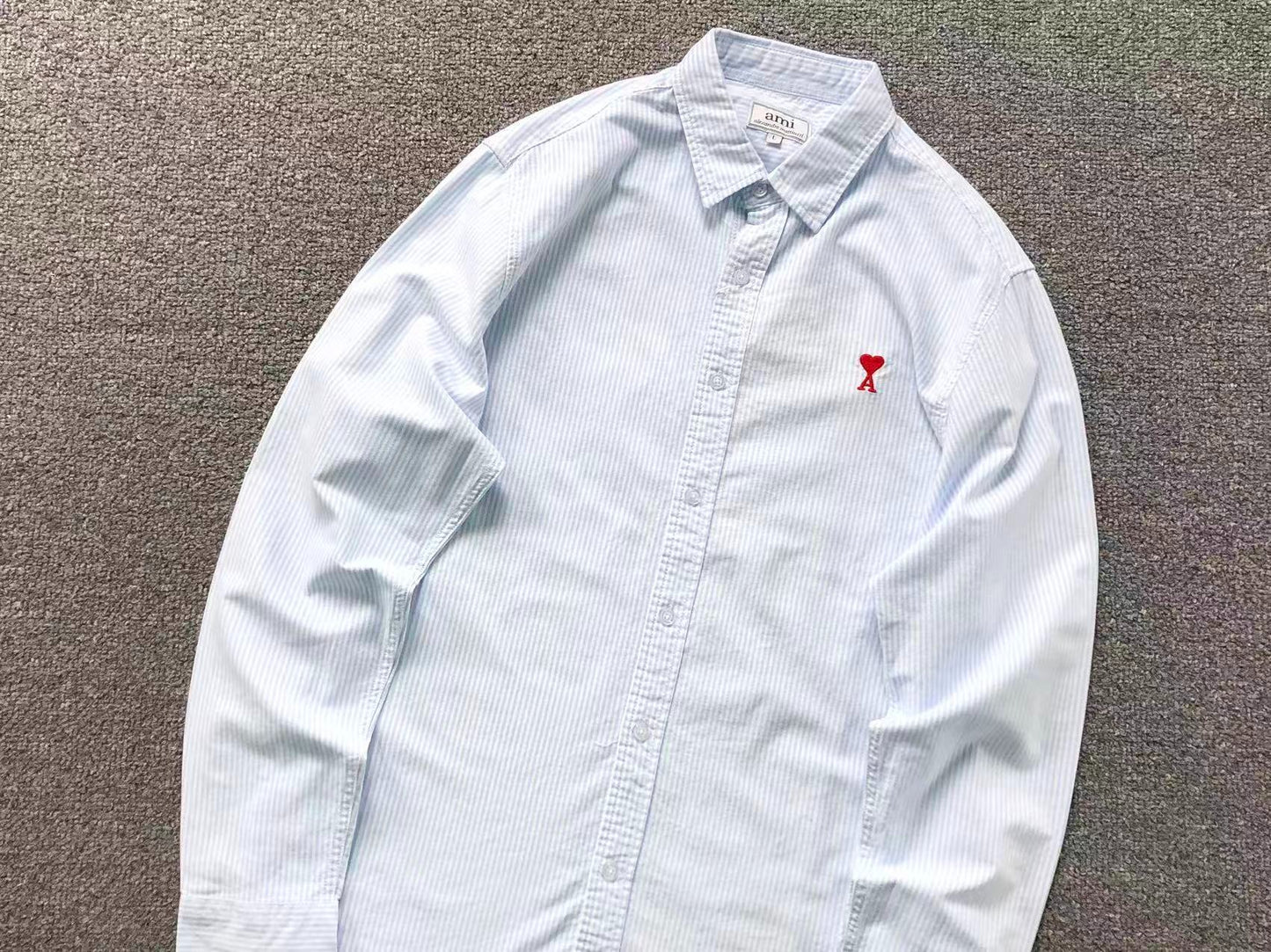 Camisa AMI Paris Striped Mini Heart Premium
