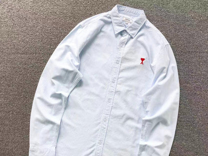 Camisa AMI Paris Striped Mini Heart Premium