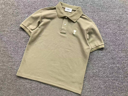Camiseta Polo AMI Paris Mini Heart Logo Contrast Classic