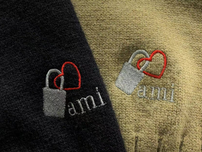 Suéter AMI Paris Gola Alta Zip Heartlock