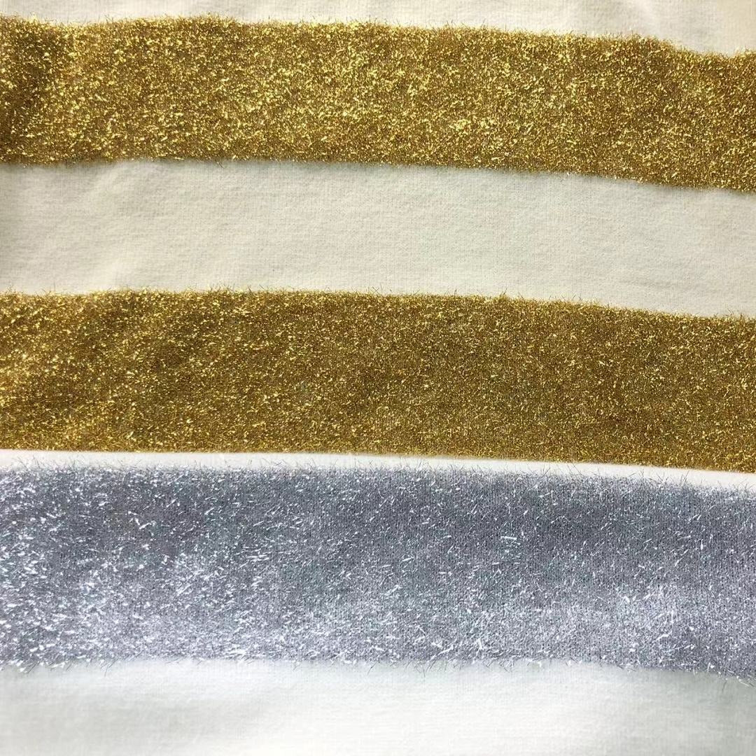 Suéter Gola Alta AMI Paris Listrado Glitter Offwhite