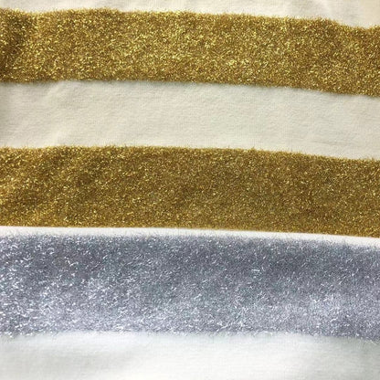 Suéter Gola Alta AMI Paris Listrado Glitter Offwhite