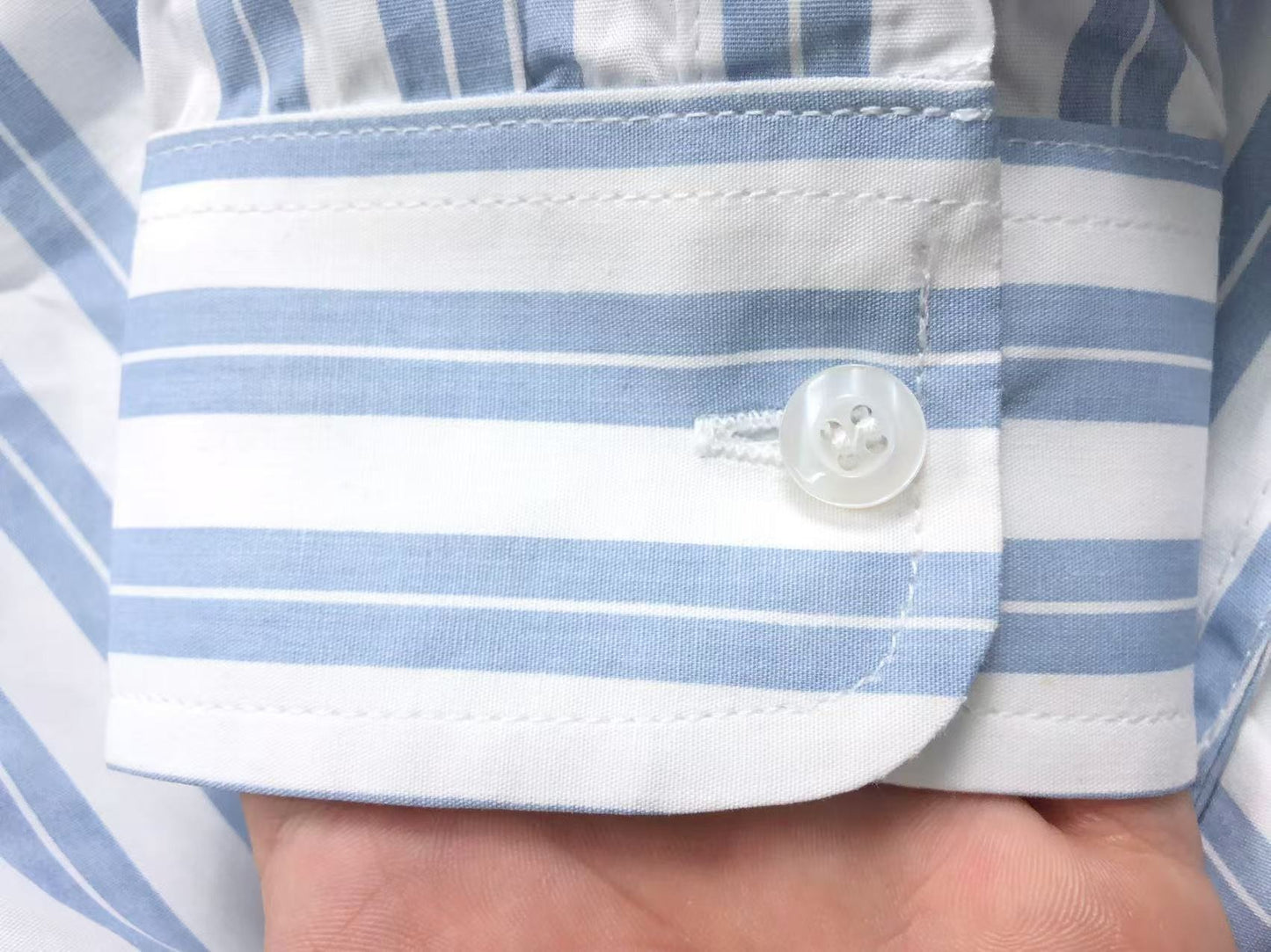 Camisa AMI Paris Stripe Mini Heart Blue