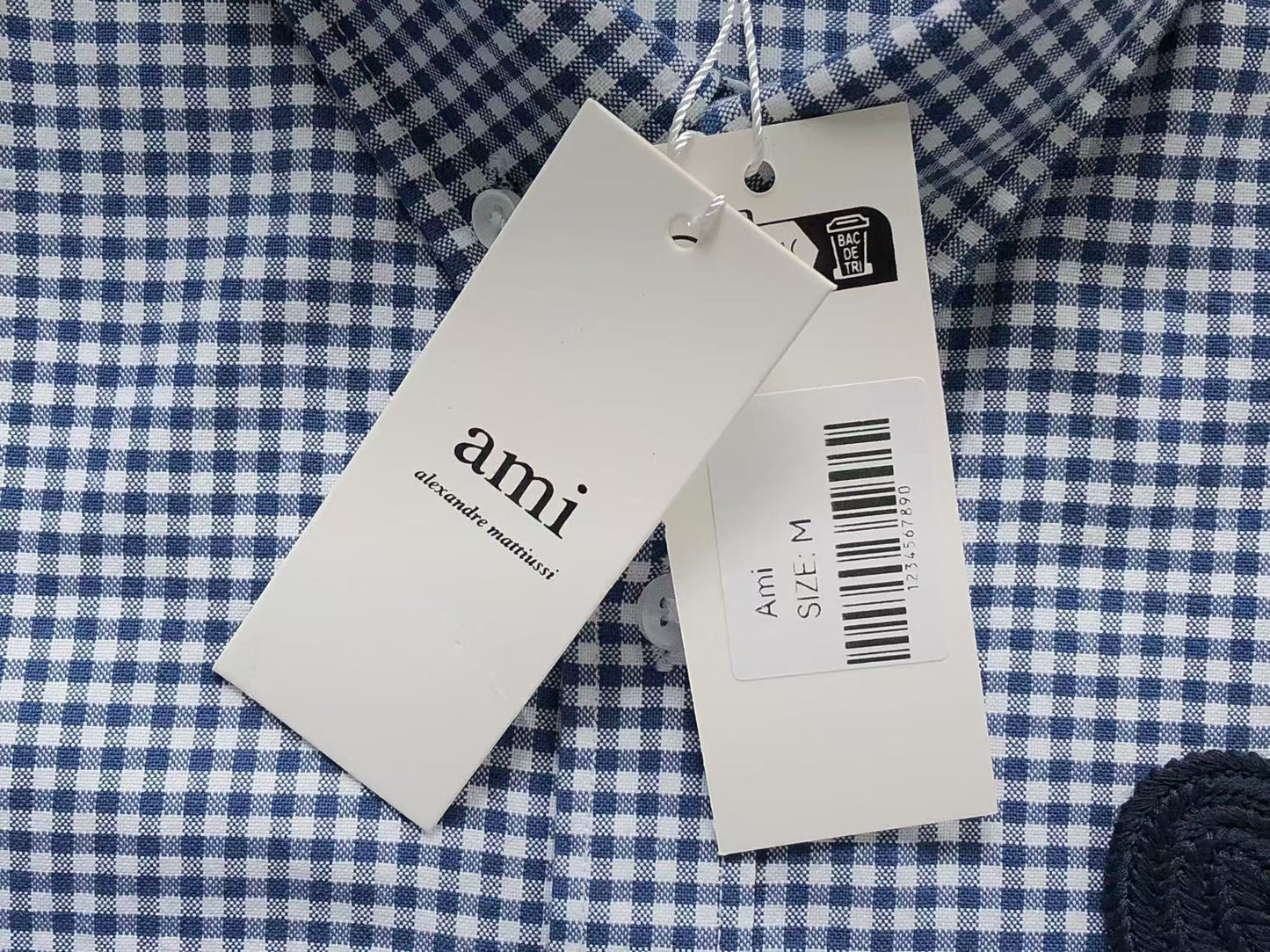 Camisa AMI Paris Vichy Big Heart Logo