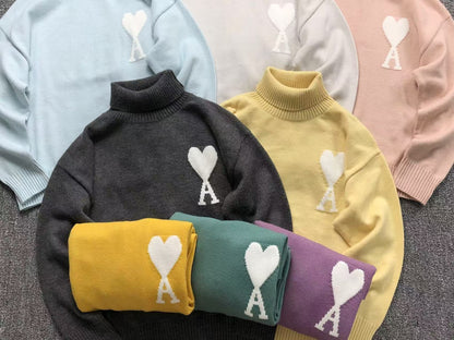 Suéter AMI Paris Gola Alta Coração