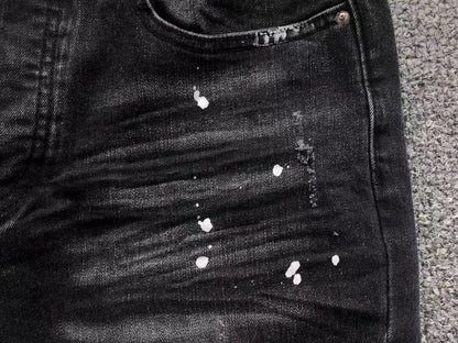 Calça AMIRI Black Paint Wash Denim