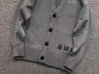 Suéter Cardigan AMI Paris Logo Embossed