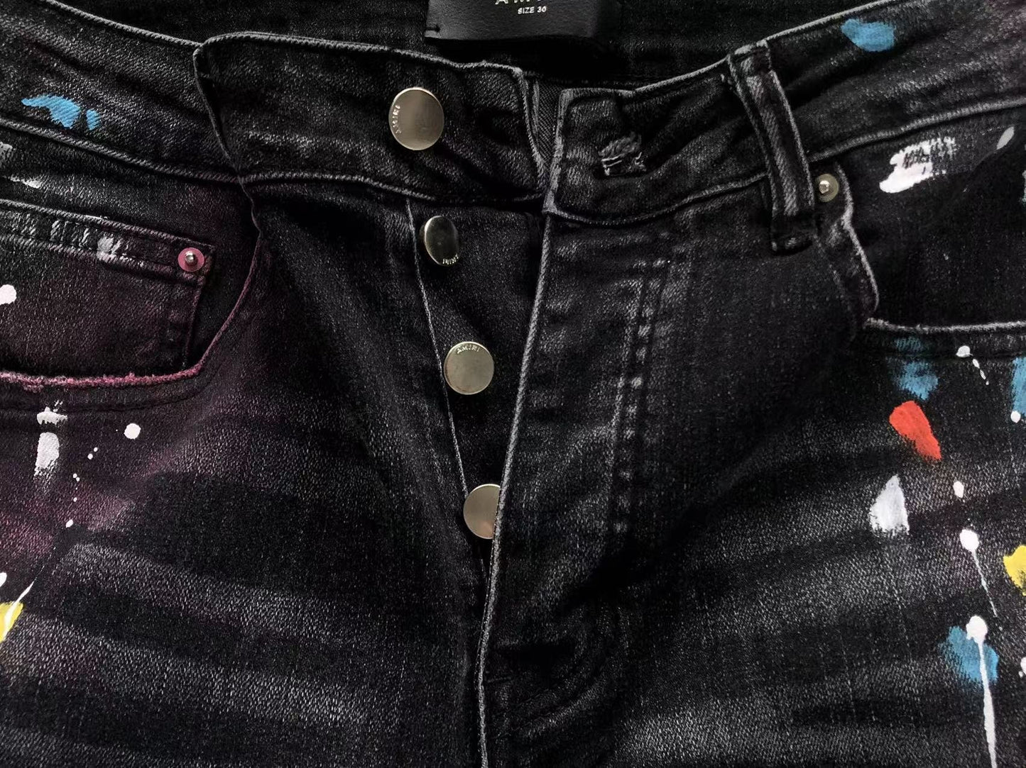 Calça AMIRI Galaxy Paint Black Denim