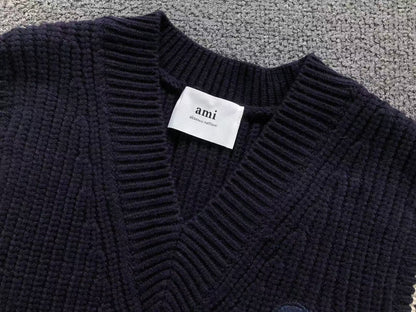 Suéter AMI Paris Tricot V Neck Heart Logo