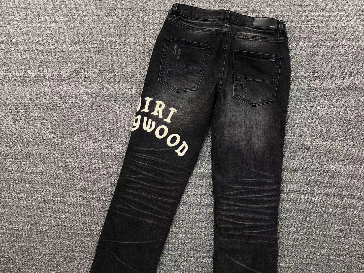 Calça AMIRI Hollywood Black Destroyed Denim