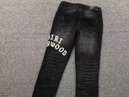 Calça AMIRI Hollywood Black Destroyed Denim