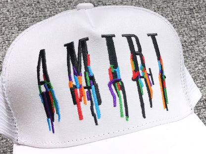 Boné Trucker AMIRI Glitch Logo White