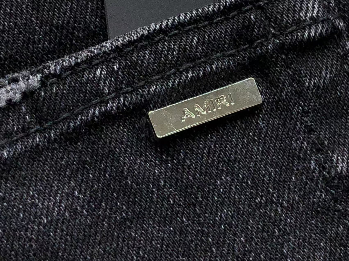 Calça AMIRI Gold Logo Black Denim