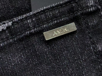 Calça AMIRI Gold Logo Black Denim