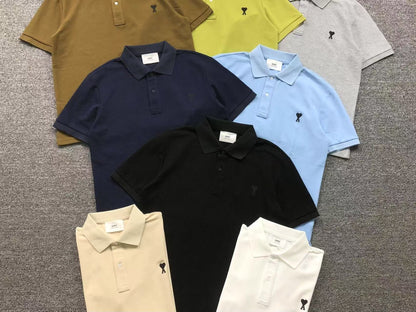 Camiseta Polo AMI Paris Piquet Logo Coração