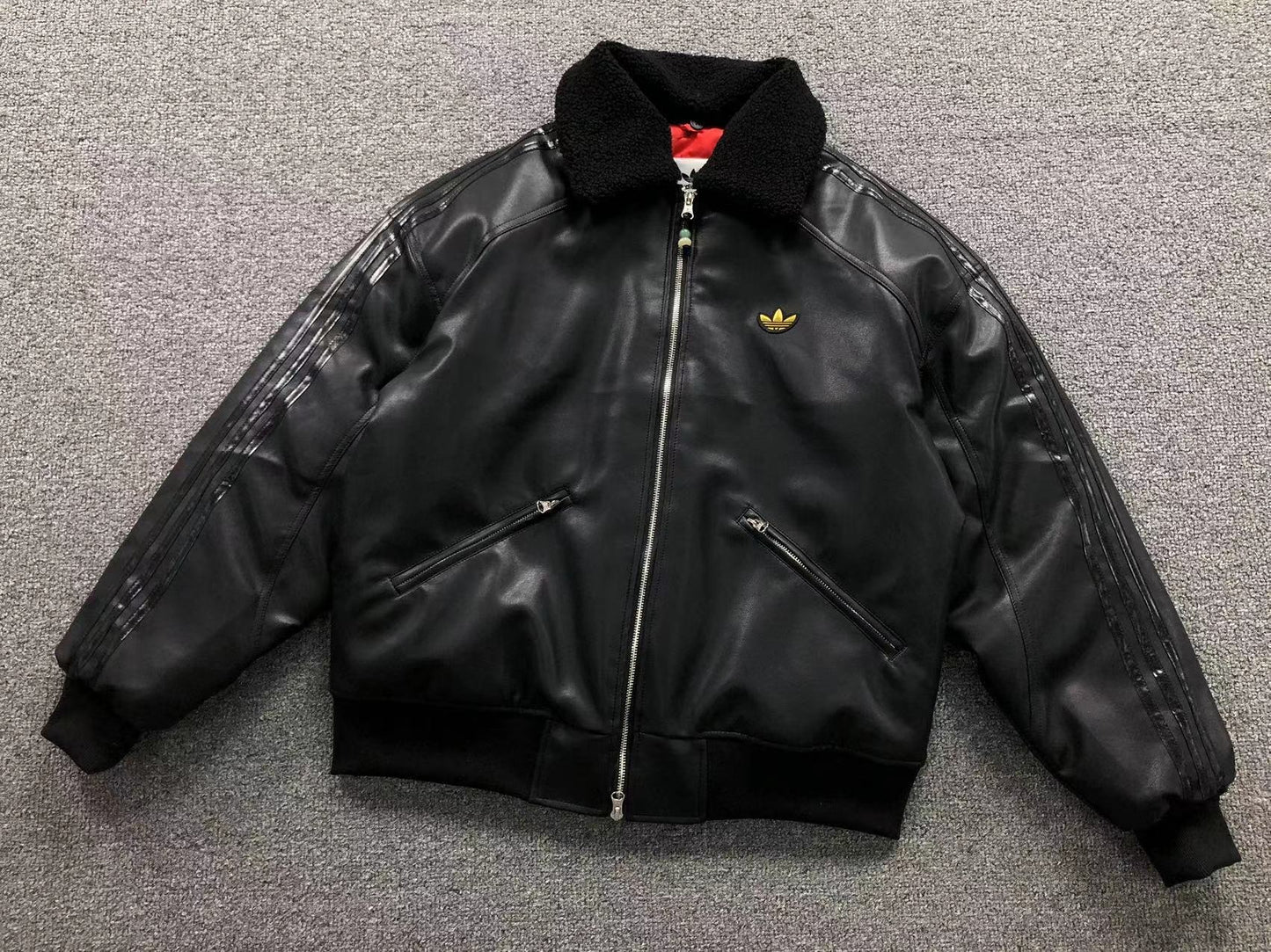 Jaqueta Adidas Leather Sherpa Black Bomber