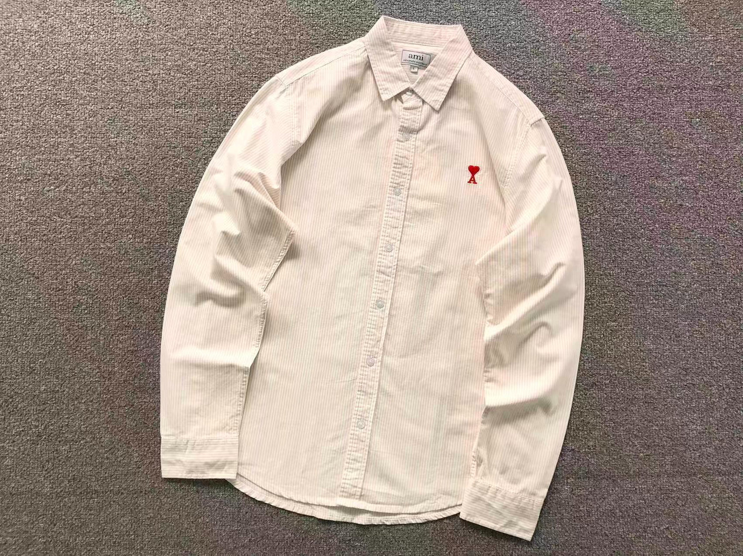 Camisa AMI Paris Striped Mini Heart Premium