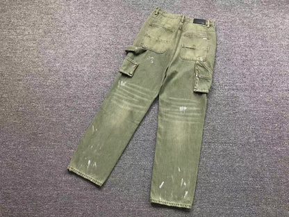 Calça AMIRI Military Green Logo Cargo Denim