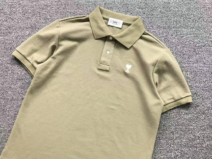 Camiseta Polo AMI Paris Mini Heart Logo Contrast Classic